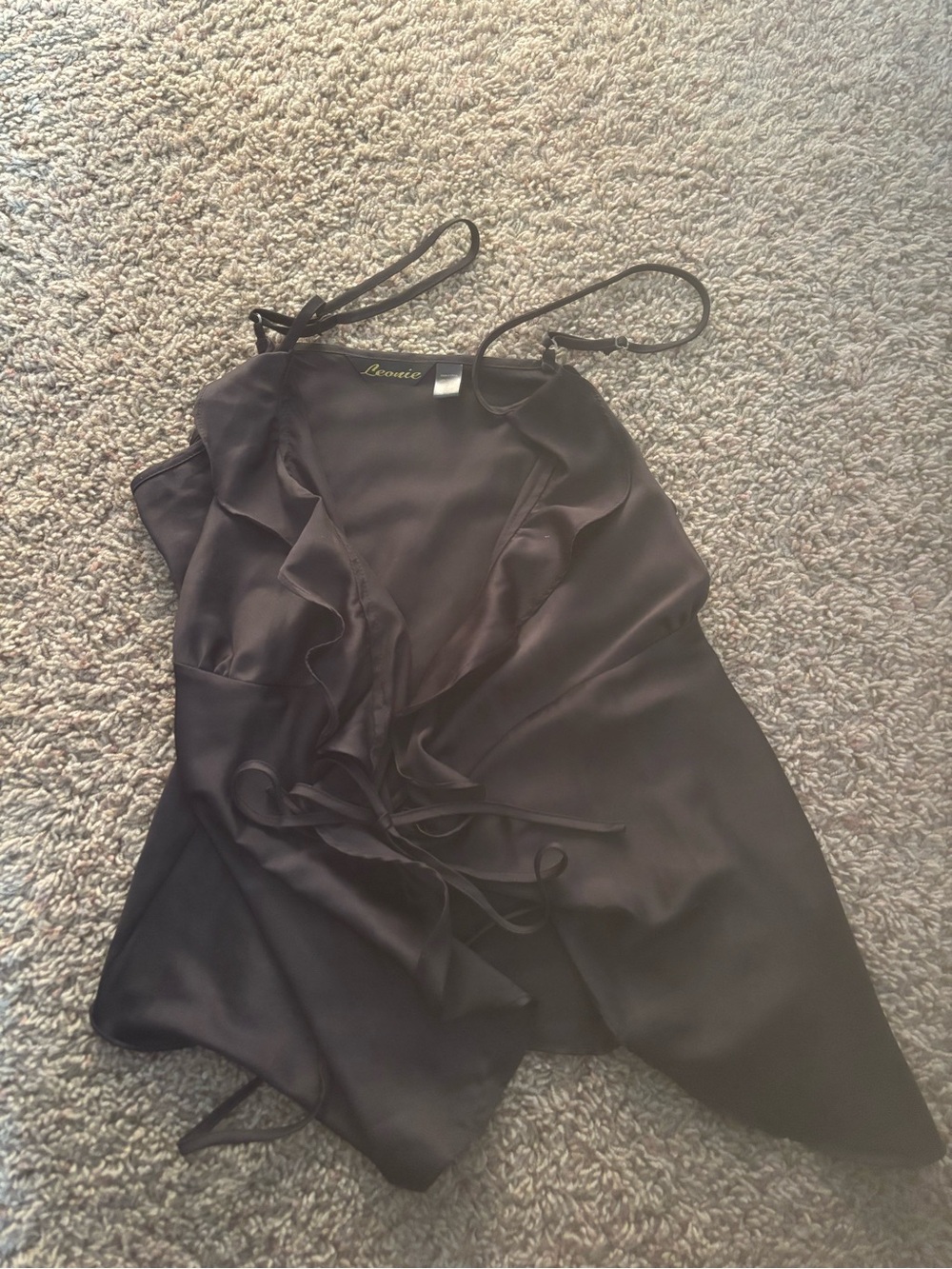 Black Satin Ruffle Camisole